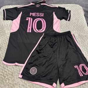 Lionel Messi Miami Jersey & Shorts Soccer Football XBTO Size 22 Black  Pink